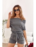 Summer jumpsuit tied at the waist Dark gray 3070 - Online store - Boutique